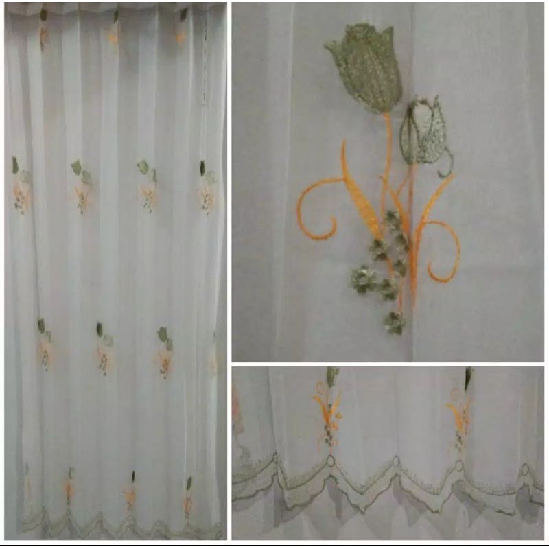 Vitrase / dalaman hordeng bordir tulip / vitrase polos