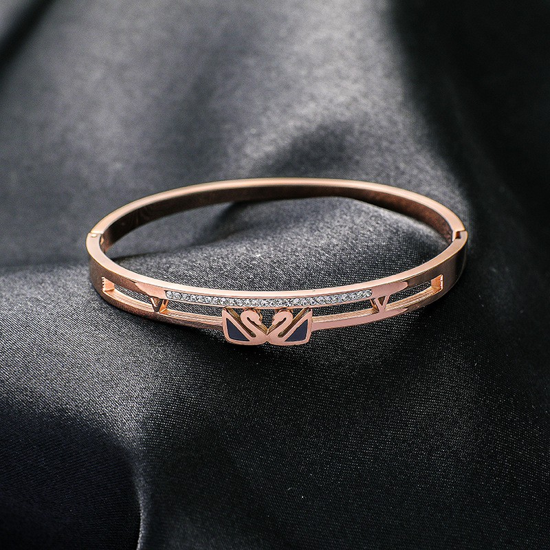 Gelang Bangle Double swan Titanium Korea Style Wanita Anti Karat
