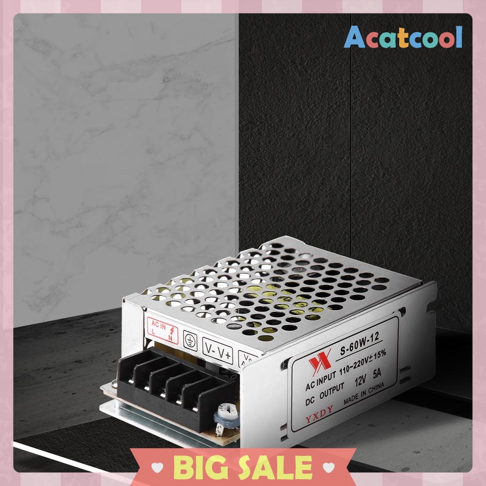 DC 12V 5A 60W Lighting Transformer LED Driver Switch Power Supply Adapter