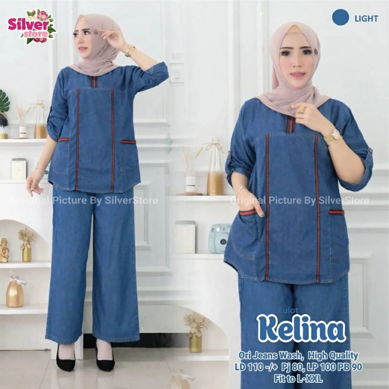 kelina set jeans-one set-set wanita-bb 45-65