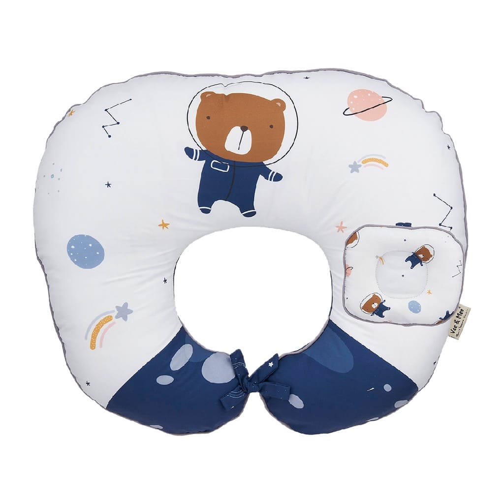 Vee &amp; Mee Nursing Pillow Bantal Menyusui Anti Bakteri + Free Bantal Lengan Astronaut Bear Series  - VMB 2040