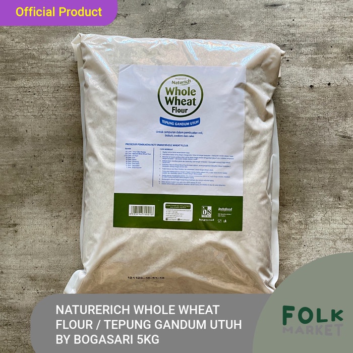 

PROMO [COD] Naturerich Whole Wheat Flour / Tepung Gandum Utuh by Bogasari 5KG
