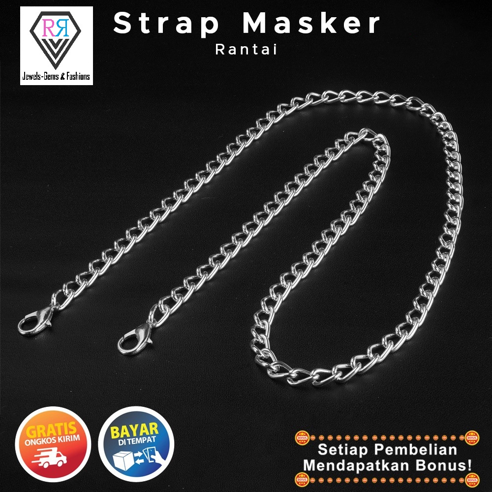 [Bayar Di Tempat] RR Strap Masker Kalung Hijab Rantai Light Steel Aksesoris Fashion Pria Wanita
