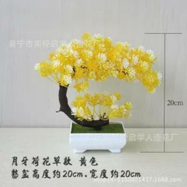 COD BUNGA PLASTIK BUNGA PAJANGAN IMITASI BUNGA ARTIFISIAL BUNGA BONSAI  TANAMAN HIAS PLASTIK BP8804-KUNING