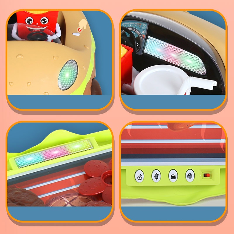 Hamburger Grill Truck Mainan Anak Peran Kitchen Set Koper Impor