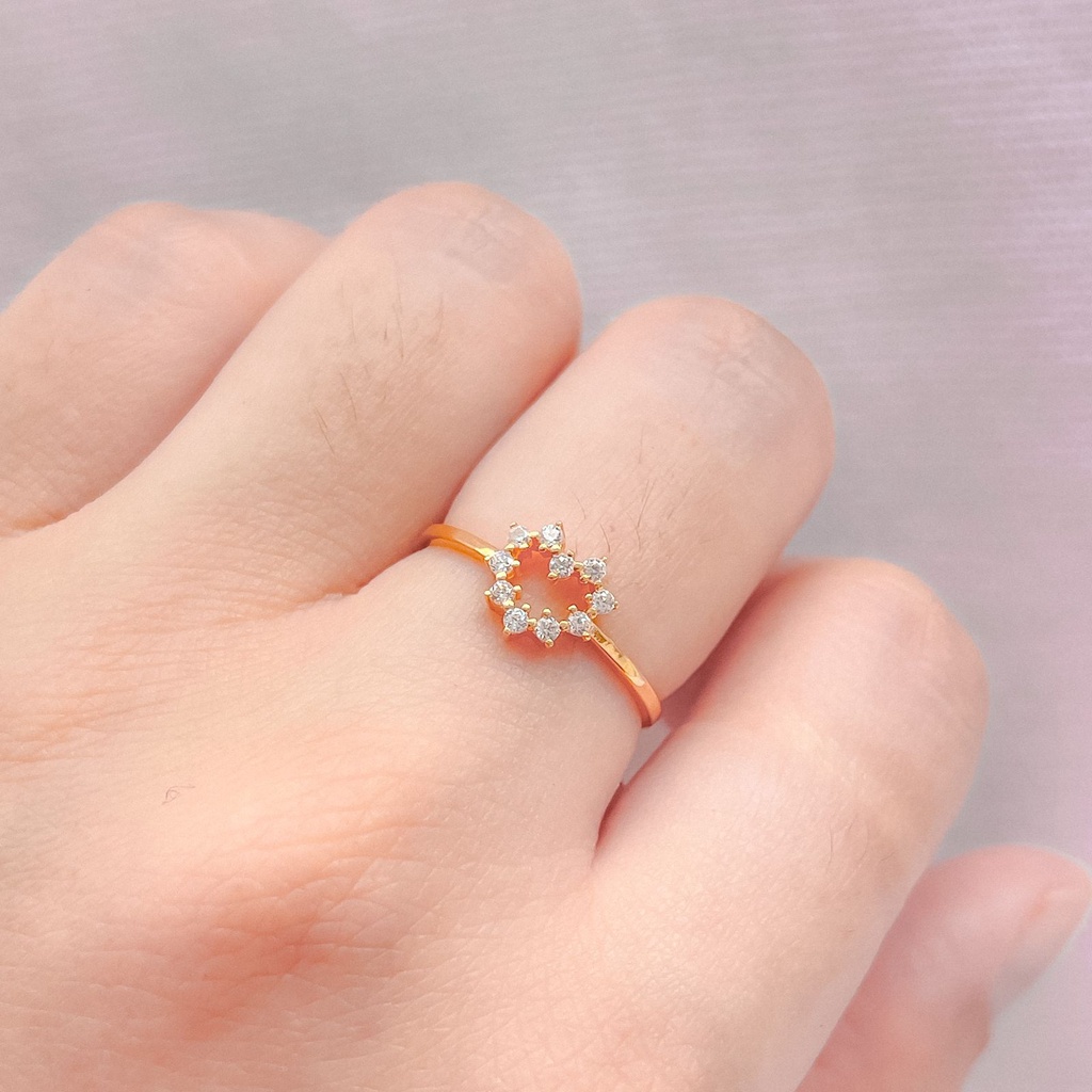 Cincin anak dan dewasa emas asli kadar 700 70% 16k model love bulat permata kilat simple heart 1 gram ringan HWT