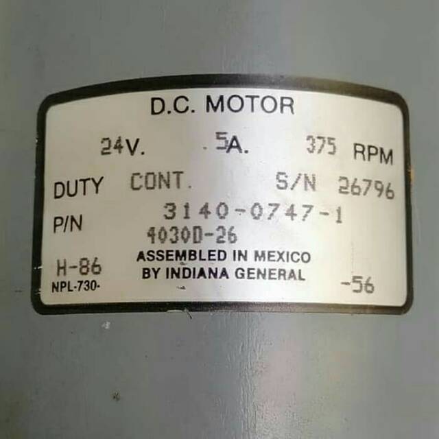 DC 375 rpm 24v 5A untuk generator