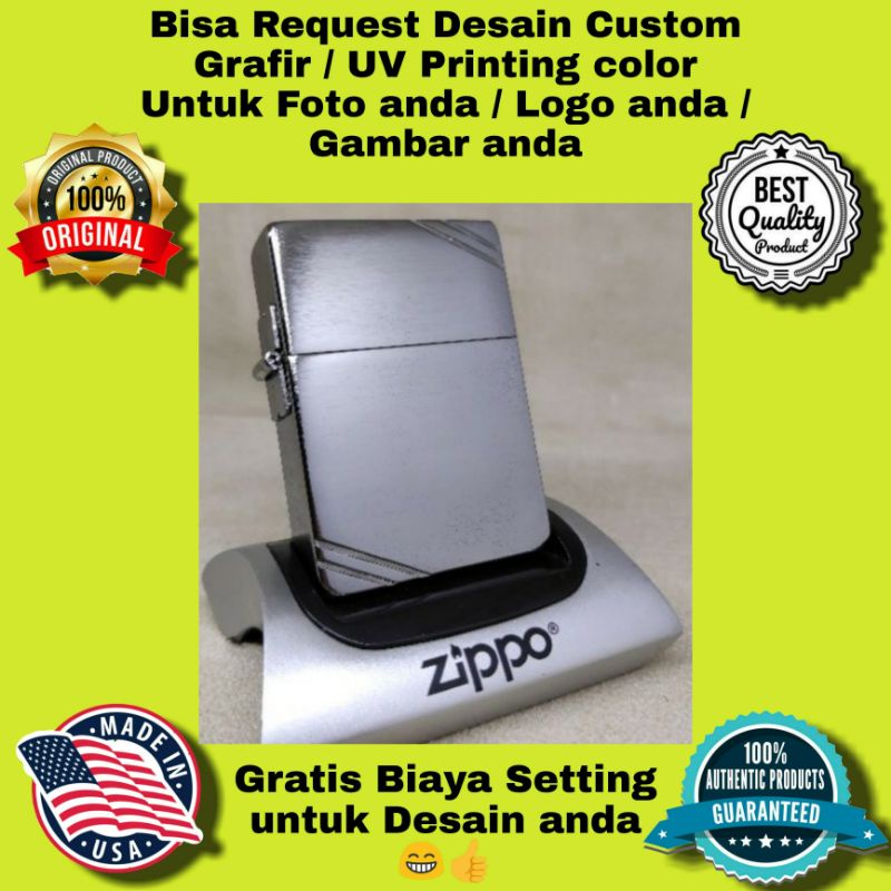 ZIPPO REPLICA 1935 BRUSHED CHROME ORIGINAL AUTHENTIC PRODUCT USA GRATIS REQUEST CUSTOM GRAFIR