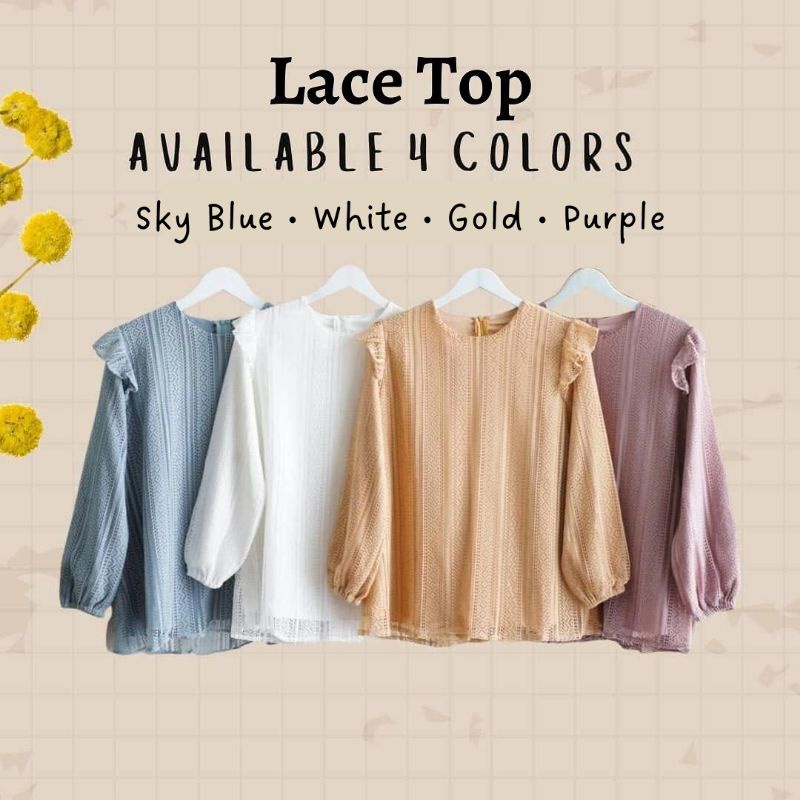 Lace Top blouse Lace baju atasan cewek baju brokat