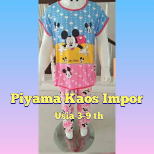 Piyama Kaos Impor Celana Panjang (pilih warna)