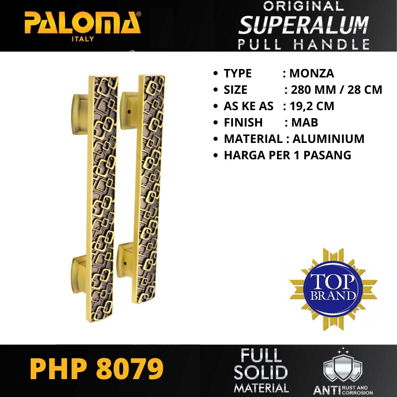 TARIKAN GAGANG HANDLE PINTU PALOMA MONZA 280MM  PHP 8079 MAB ANTIQ