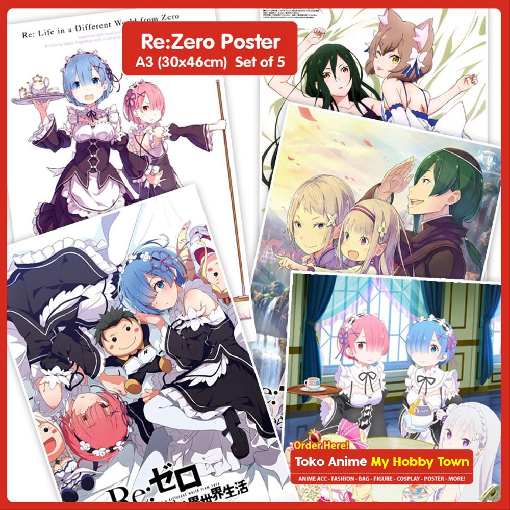 Poster Anime Re Zero Set Of 5 Ram Rem Emilia Subaru