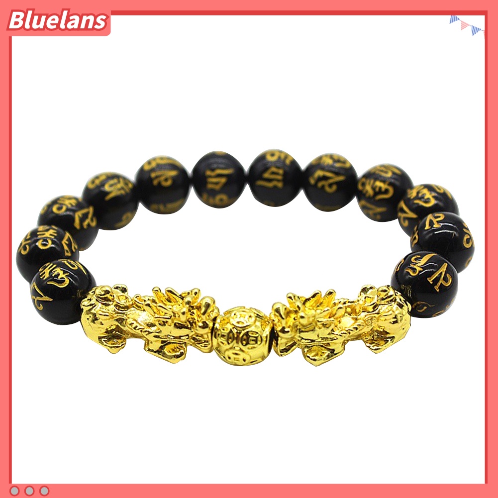 Bluelans Feng Shui Amulet Bracelet Pi Xiu Charm Mantra Bead Lucky Wealthy Bangle Gift