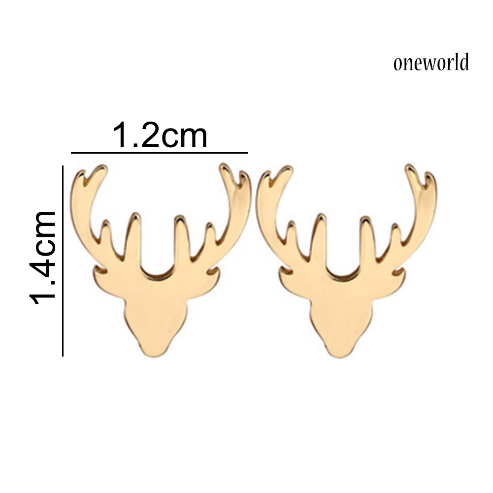 OW@ Cute Women Reindeer Antler Shape Animal Ear Stud Earrings Jewelry Birthday Gift