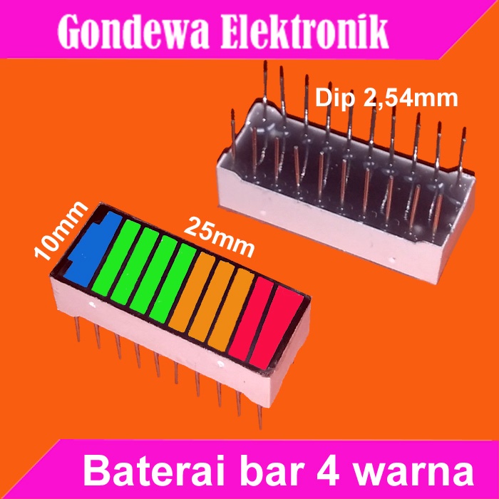 Led bar grafik baterai power indikator 10 segmen 4 warna