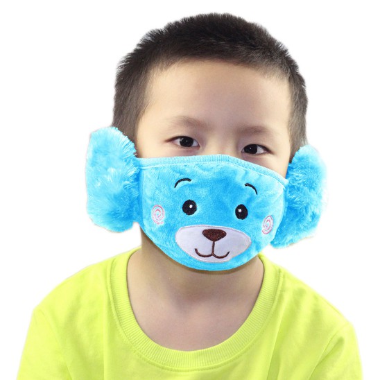 J3 - Masker Kain Bermotif Masker Penutup Mulut Telinga Anak Earmuff Masker