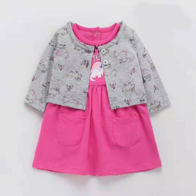 SALE Catell Love Romper Dress CardiganDinosaur