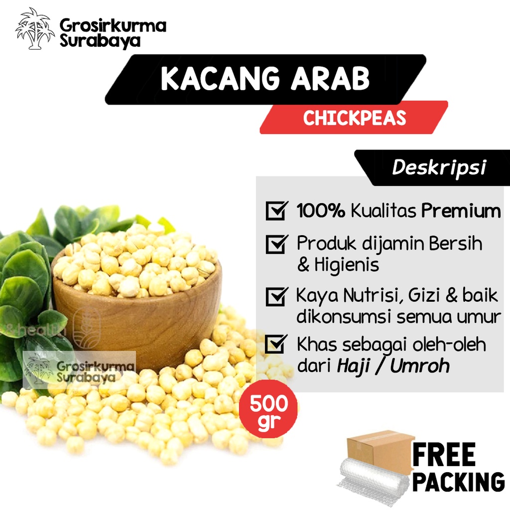 Kacang Arab Panggang 500gr Chickpeas Matang Langsung Dimakan Supleman Kesehatan MPASI Oleh oleh Haji