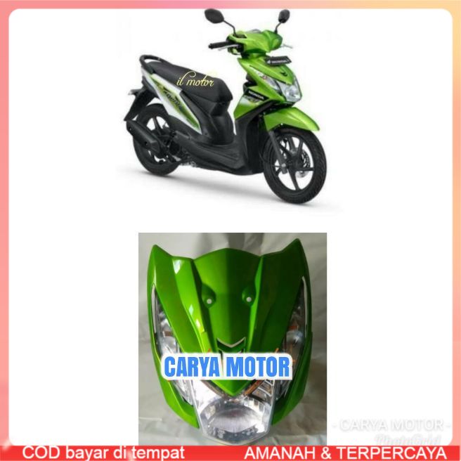 Tameng beat fi hijau + lampu + sen dasi beat fi 2013 2014 2015 / cover depan Honda beat fi Terlaris