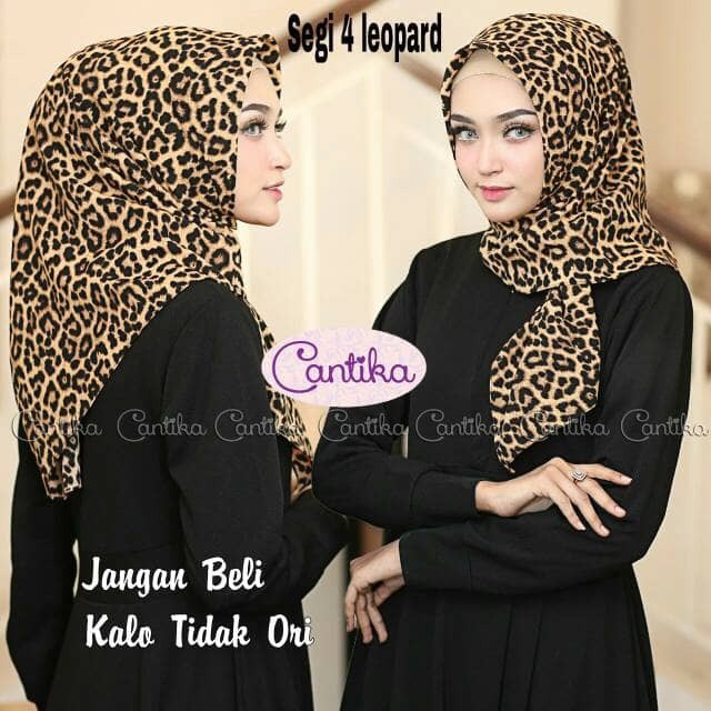 OBRAL SEGIEMPAT LEOPARD JILBAB CANTIKA HIJAB SQUARE KERUDUNG MACAN SEGI4