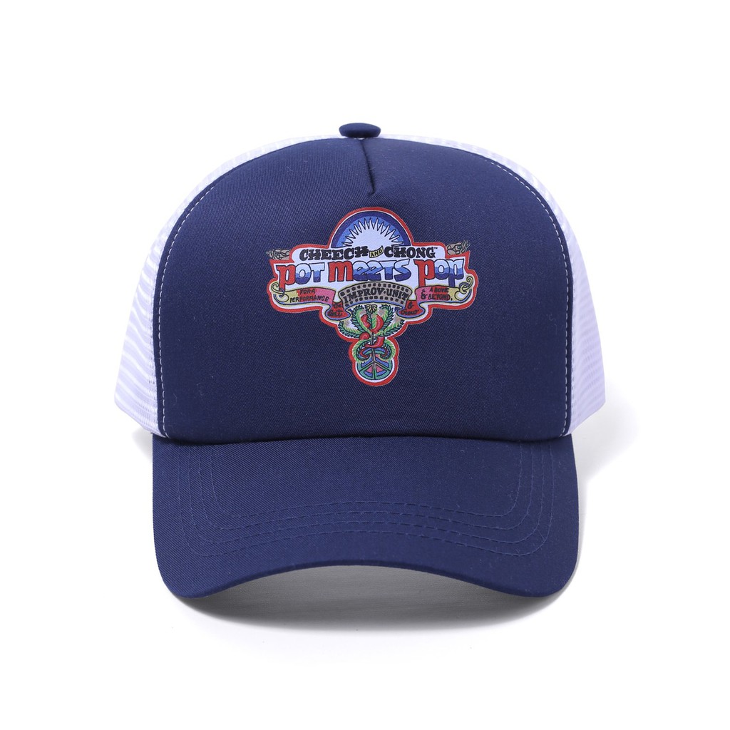 POT MEETS POP / CHEECH AND CHONG - NICE DREAMS PATCH TRUCKER HAT NAVY