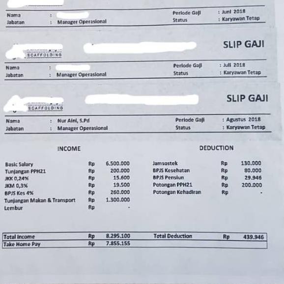 Contoh Slip Gaji Carbonized Guru Paud