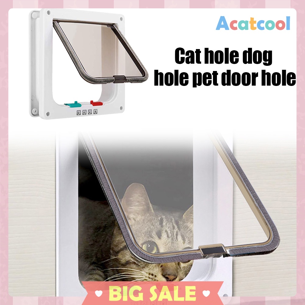 Dog Cat Flap Door with 4 Way Security Lock for Kitten Small Pet Door Gate