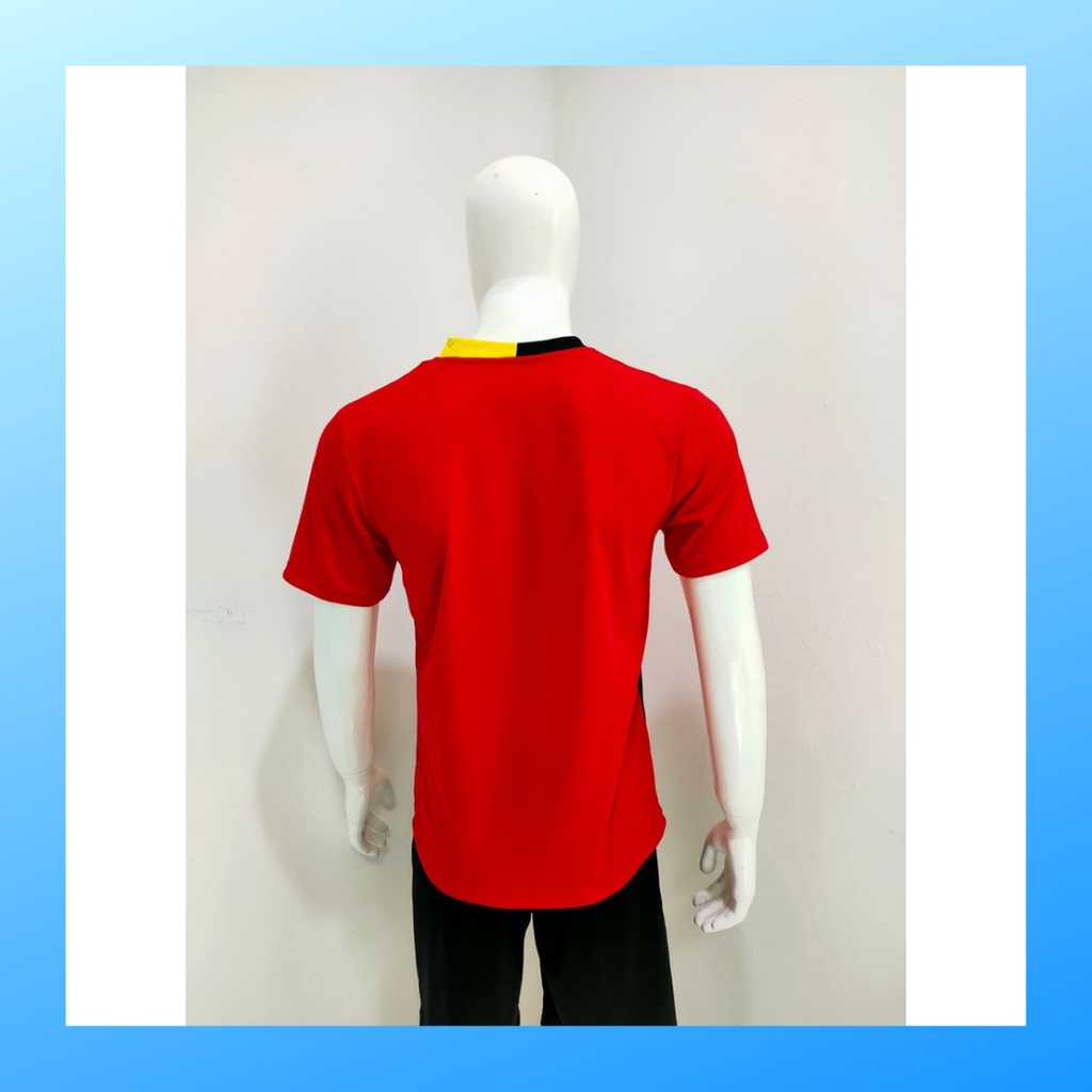 Kaos bulutangkis pria baju badminton atasan olahraga jersy wanita dewasa t-shirt outfit seragam kostum jersey casual suit pakaian jarsey oblong apparel sports jersi sudirman thomas uber cup bulu tangkis Y173 merah sponsor