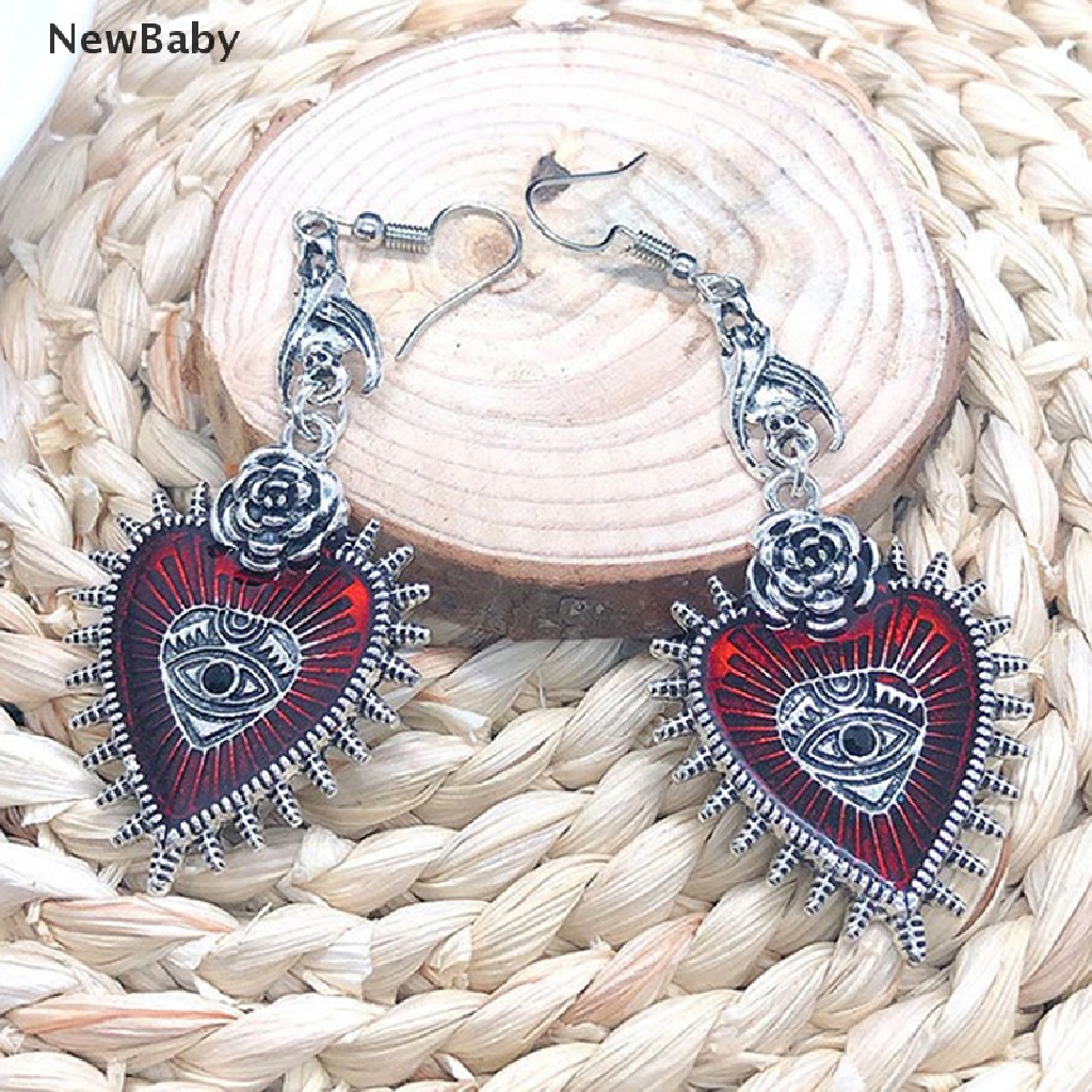 NewBaby Dark Goth Drop Earring Jewelry Blood Rose Heart Oil Bat Gothic Earrings ID