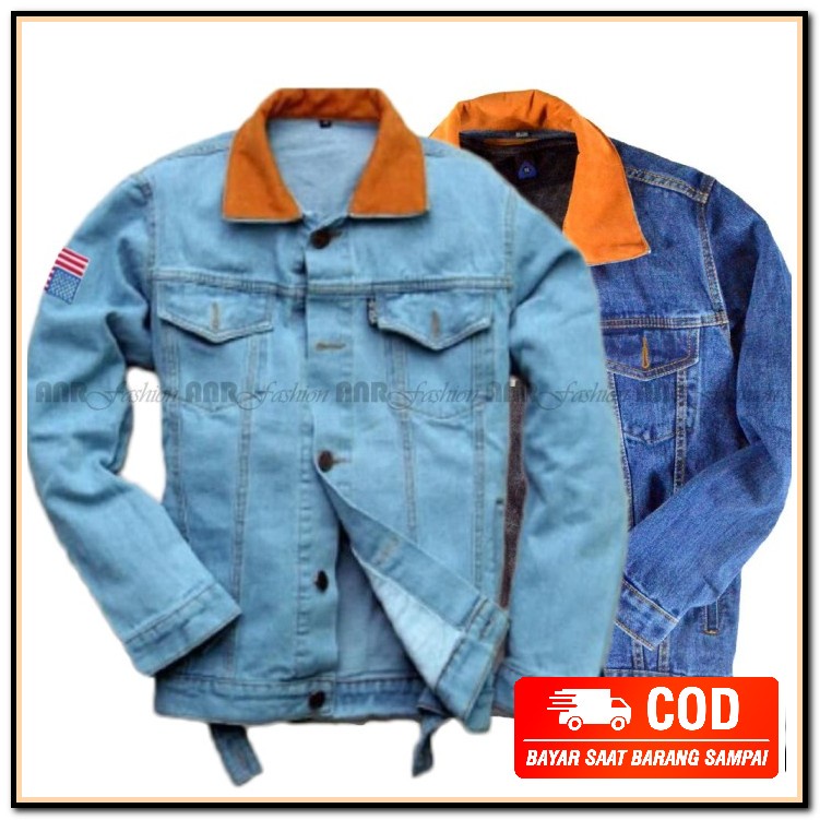 100% Ori Jaket Pria Terbaru Parka Casual Distro Jaket Motor Cowok IO802 Jaket Jeans Denim "Dilan 19