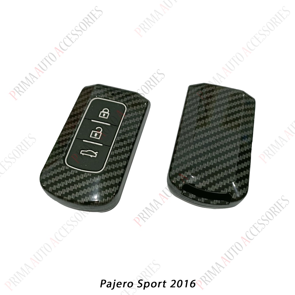 Casing Kunci Remote Mobil Carbon Fiber - Pajero Sport 2016