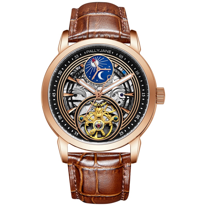 ﹉™Produsen jam tangan mekanik pria jam tangan tourbillon bisnis pria jam tangan tahan air bintang jam tangan mekanik otomatis bercahaya