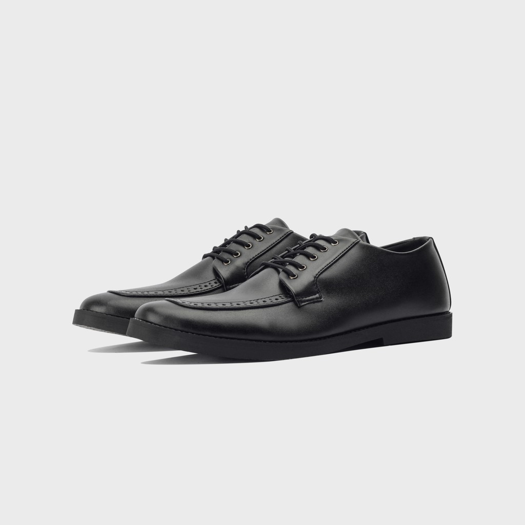 Reno Black | Sepatu Pantofel Hitam Pria Casual Kerja Cowok Kantor Pantofel Laki Ori | FORIND x Giant Flames