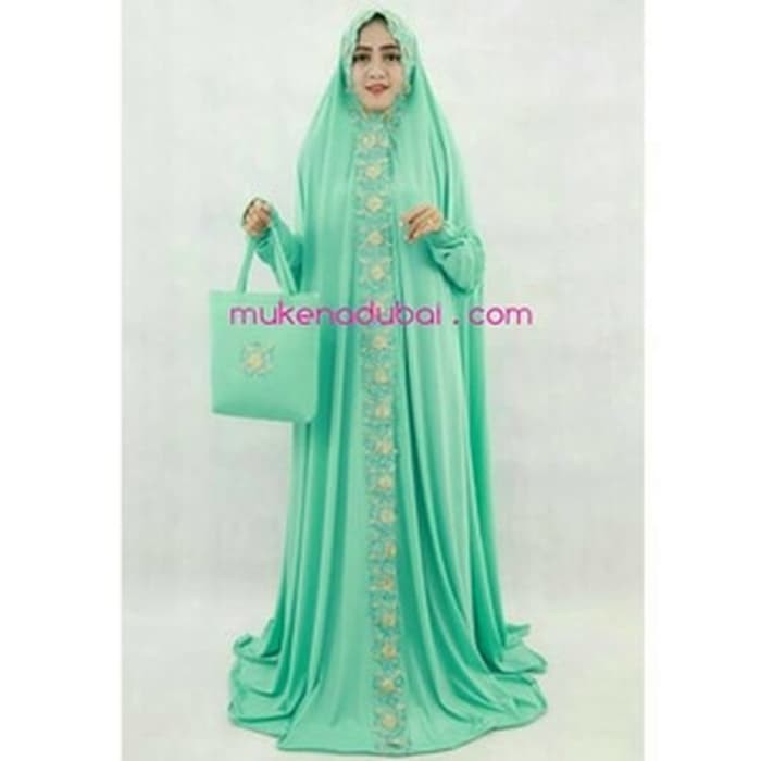 NEW MT MUKENA DUBAI RENDA SAKURA LENGAN HIJAU MINT
