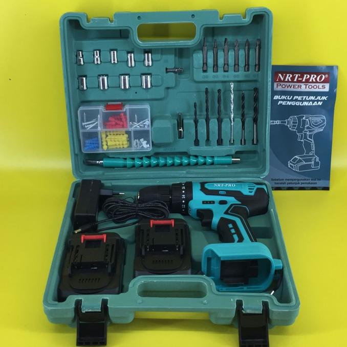 Nrt-Pro Dc 340 Bor Cordless Drill Beton Impact Tembok Baterai Mesin Termurah