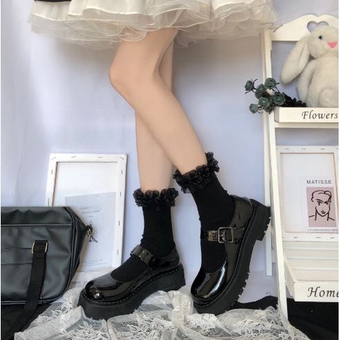 LS-22 Kaos Kaki PITA SERUT TEBAL SEBETIS Stoking Renda Lolita Cute Gothic Cosplay