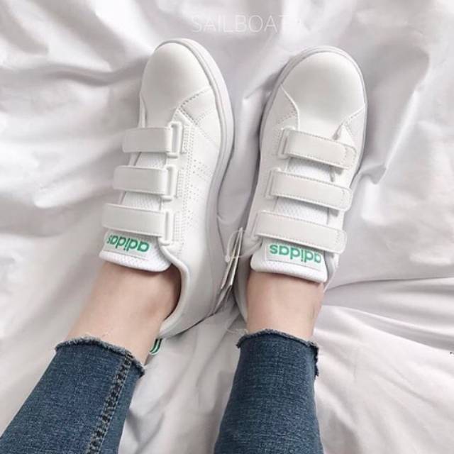 ADIDAS NEO ADVANTAGE VELCRO WHITE GREEN
