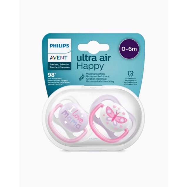 Philips Avent Soother Ultra Air Coll 0-6 M (SCF080)/Dot Empeng Gepeng Bayi ( Pacifier)