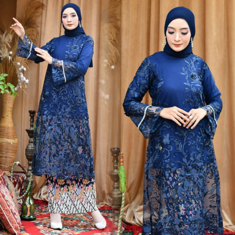 KEBAYA ORIGINAL // BAHAN TILLE BORDIR BUNGA // TUNIK PARIS // TUNIK ELIZABET // By Pelaminan Biru