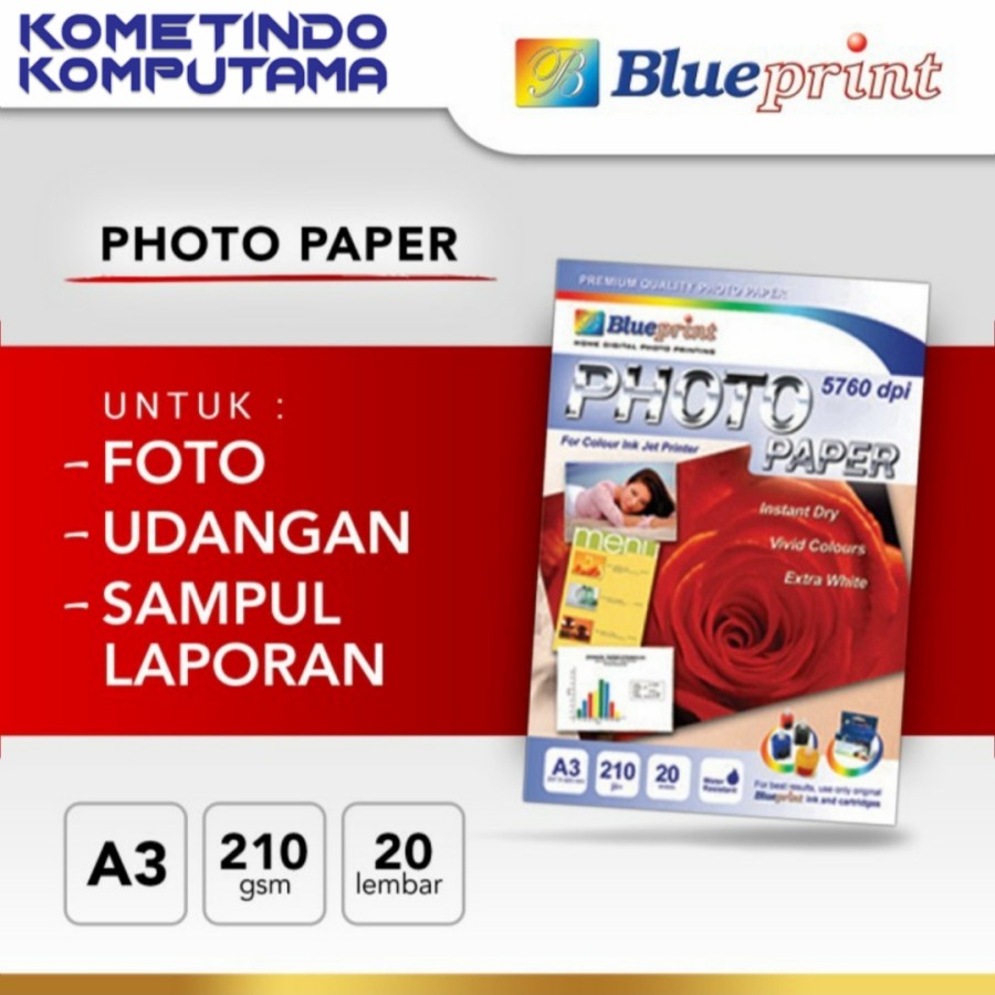 BP-GPA3190 Kertas Foto Paper Glossy A3 BLUEPRINT 190 gsm