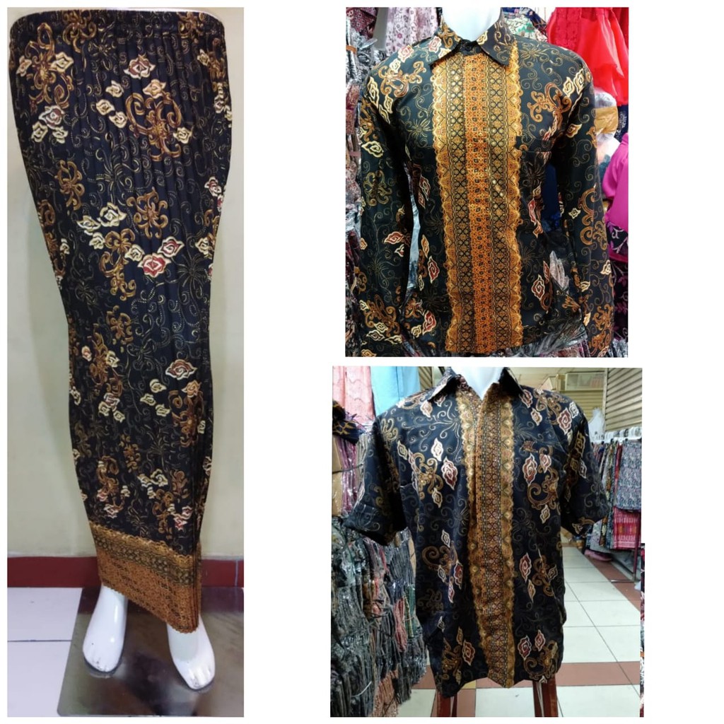 PROMO SET COUPLE BATIK HITAM / SET COUPLE KEMEJA BATIK HITAM