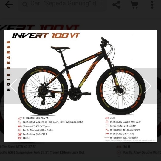 sepeda gunung 27,5 PACIFIC INVERT 100 VT Original