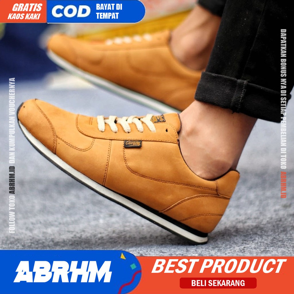 ABRHM x MORLEY Sepatu Sneaker Pria Sepatu Pria Casual Sneakers Kulit Asli Ori Keren Cowo/Cowok Sepatu Kasual Kasual Kerja Kuliah Gaya Santai Kekinian Original