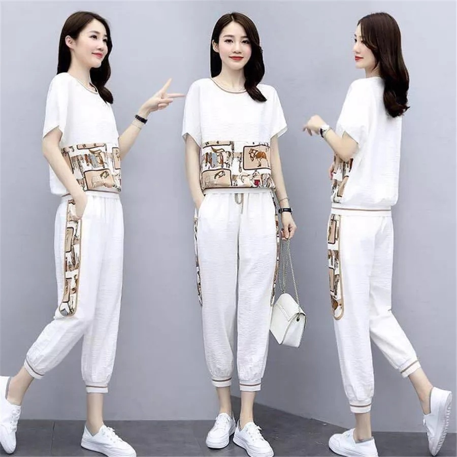 Setelan Wanita Kekinian Setelan Celana Wanita One Set Stelan Celana Joger Panjang Wanita Cewek Remaja Pakaian Wanita Fashion Wanita Cewek Remaja Perempuan Import Korea Korean Style Terbaru Kekinian Murah Bahan Full Babyterry All Size M L LD 96 - 100-1