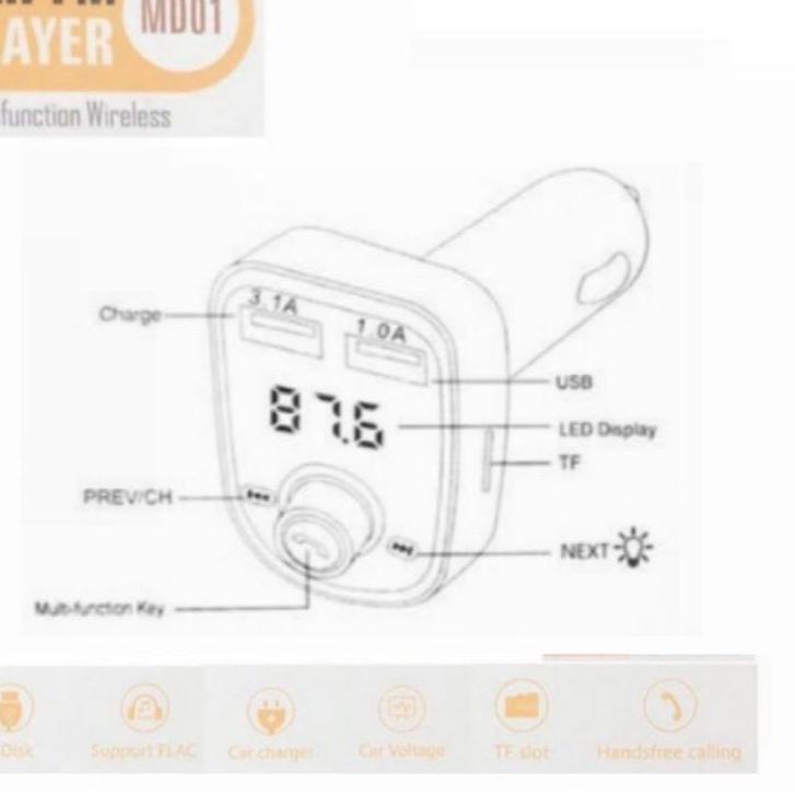 Limited - GG - Car Charger Modulator MD01 LED RGB 2 USB bluetooth MP3 Player FM Transmitter modulato