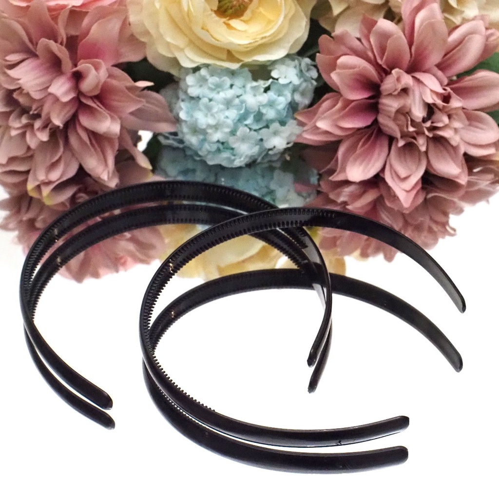 Bando Tebal Polos Hitam Basic Bando Korea Plastik Headband Glossy Black Aksesoris Rambut Wanita Pria Murah