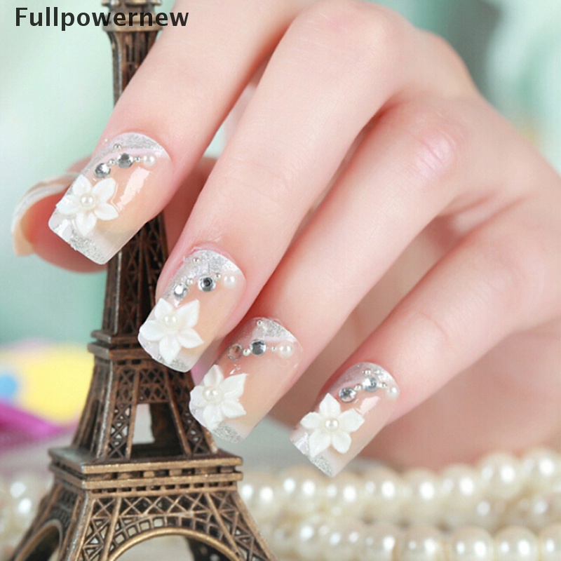 [FULL] 24Pcs Acrylic French Fake Finger Nails Full Cover Fake False Nail Art Tips Diy