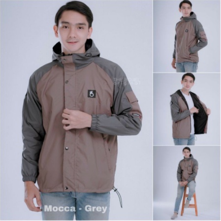 jaket parasut / jaket wanita / outwear wanita /jaket waterproof / jaket gunung / jaket outdoor terbaru-REGLAN MOCA GREY