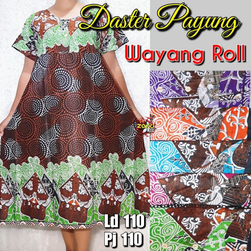 Daster Payung Busui Kancing Depan Katun Rayon Murah Motif Keong Roll