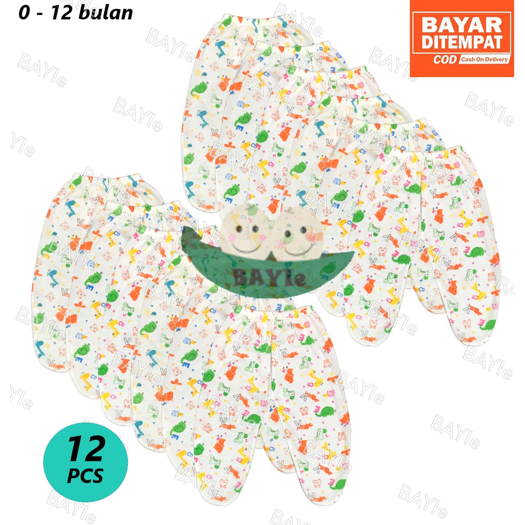 BAYIe - 12 Pcs Celana Panjang Bayi/Anak Buntu/Tutup MELODY umur 0-6 bulan/celana tidur bayi